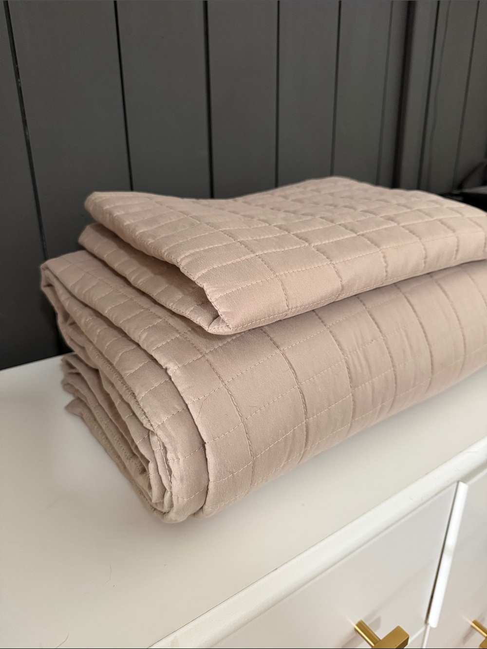 Taupe Soft Quilted Beige Bedspread/Sham- Neutral Bedding Twin